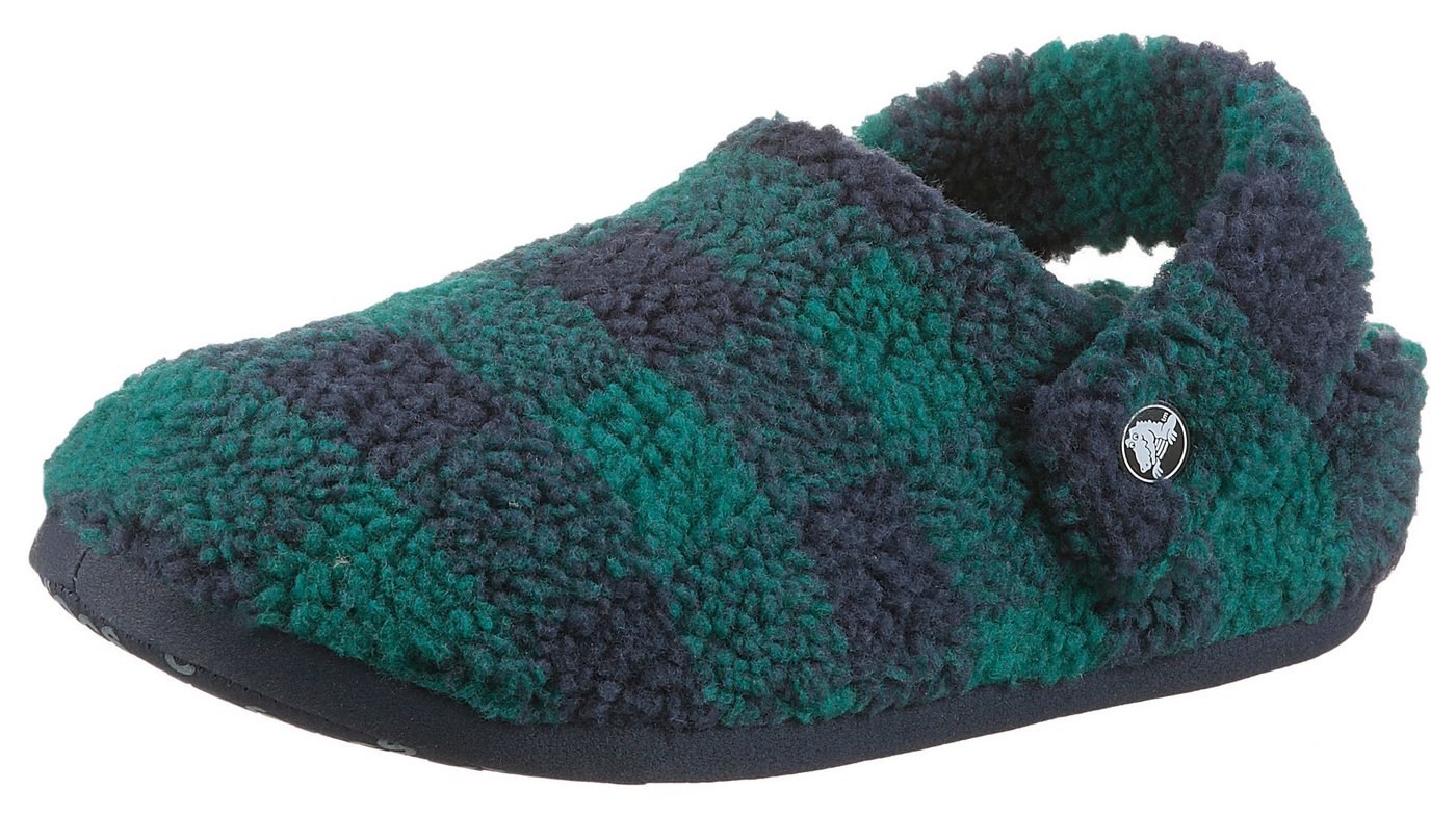 Crocs Classic Buffalo Check Cozzzy Slipper Hausschuh Pantoffel, Mule mit kariertem Muster (blau/grün)