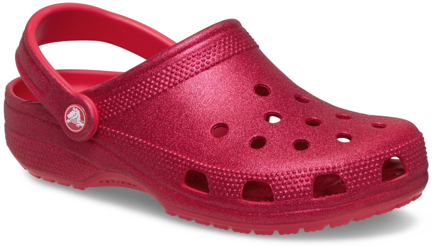 Crocs Classic Glitter Clog, Badesandale Hausschuh, Sommerschuh, Schlappen, Schlupfschuh mit Glitzer verziert