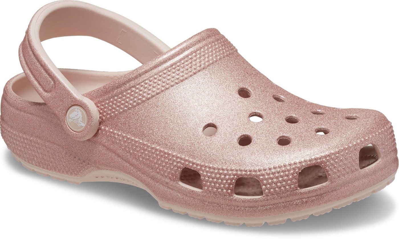 Crocs Classic Glitter Clog, Badesandale Hausschuh, Sommerschuh, Schlappen, Schlupfschuh mit Glitzer verziert