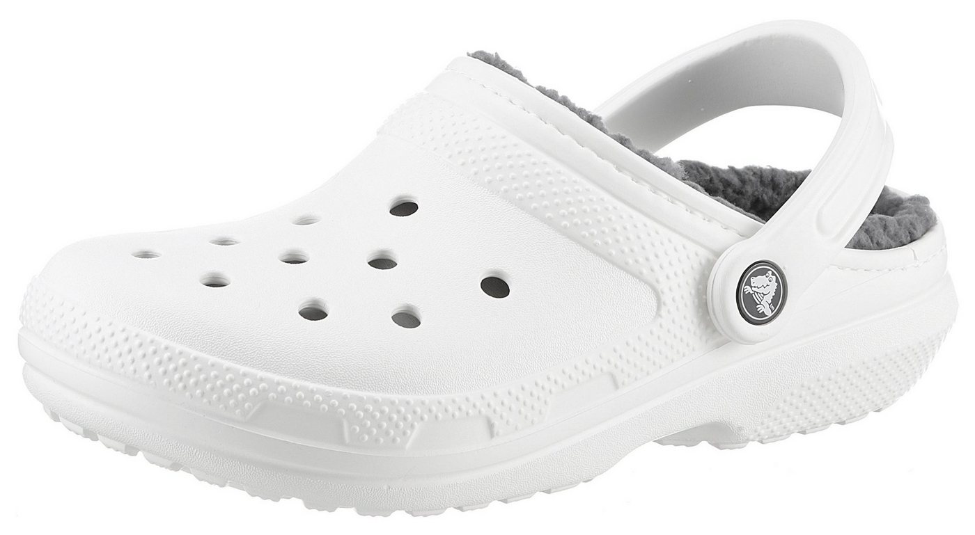 Crocs Classic Lined Clog Hausschuh Gartenclog, Schlappen, Clog, mit kuscheligem Fellimitat (grau/weiß)