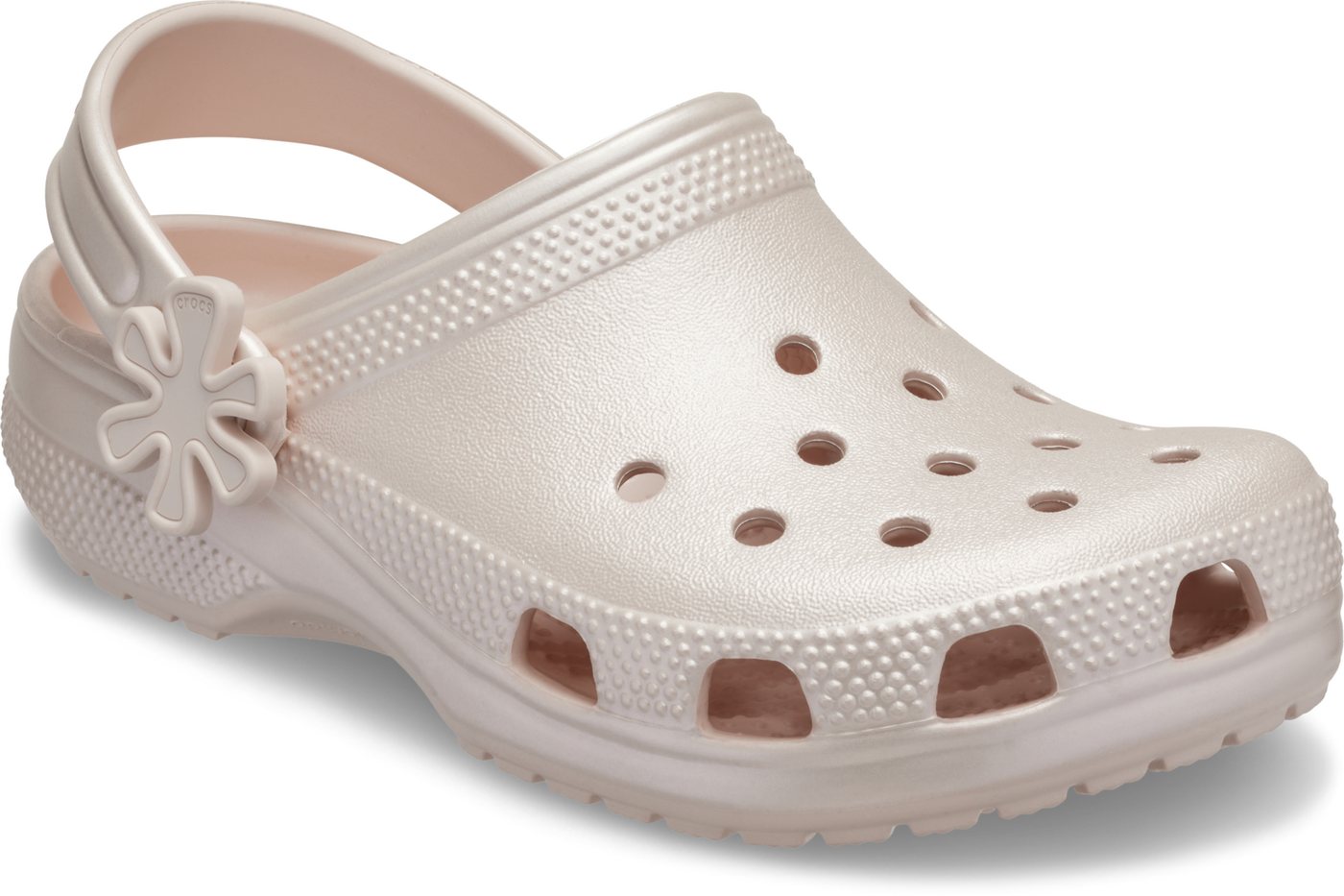 Crocs Classic Pearl Shine Clog K Clog Sommerschuh, Schlappen, Sandale mit Blütenapplikation