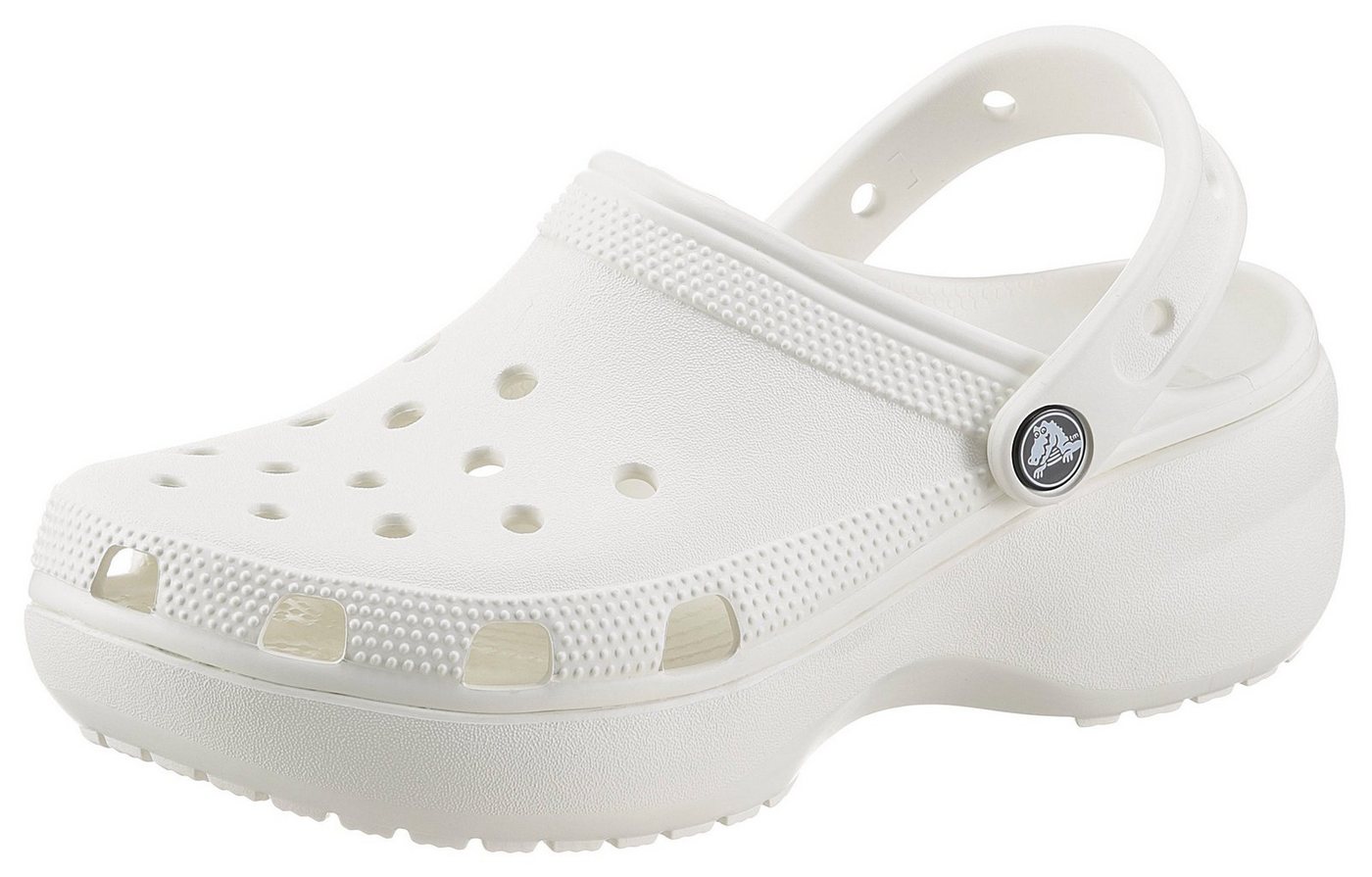 Crocs Classic Platform Clog W Clog, Sommerschuh, Schlappen, Hausschuh, trendige Plateausohle (weiß)
