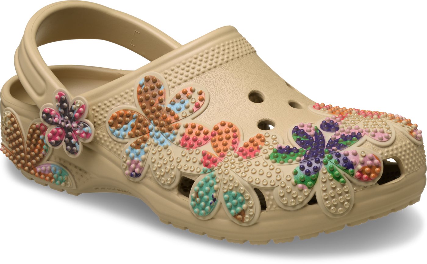 Crocs Classic Summer Beaded Clog Clog Sommerschuh, Gartenschuh, Strandschuh in Blüten-Optik