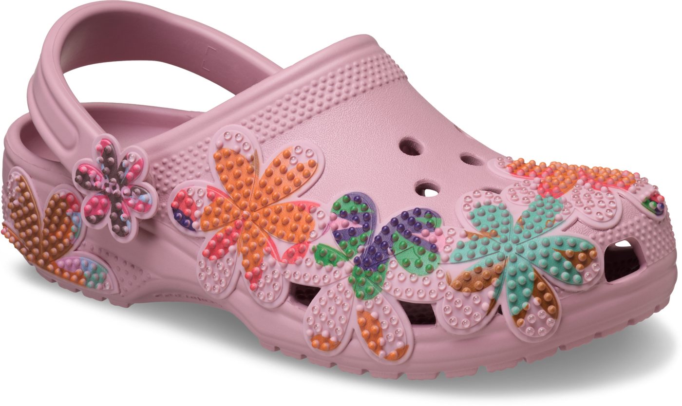 Crocs Classic Summer Beaded Clog Clog Sommerschuh, Gartenschuh, Strandschuh in Blüten-Optik