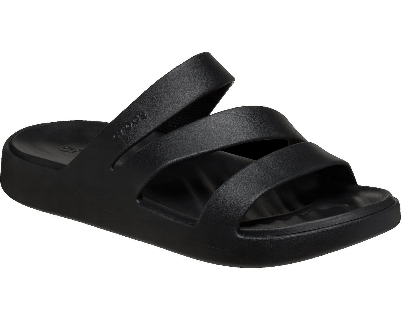 Crocs Sandale Getaway Strappy (leichtes, nahtlos, flexibel) schwarz Damen Badeschuh