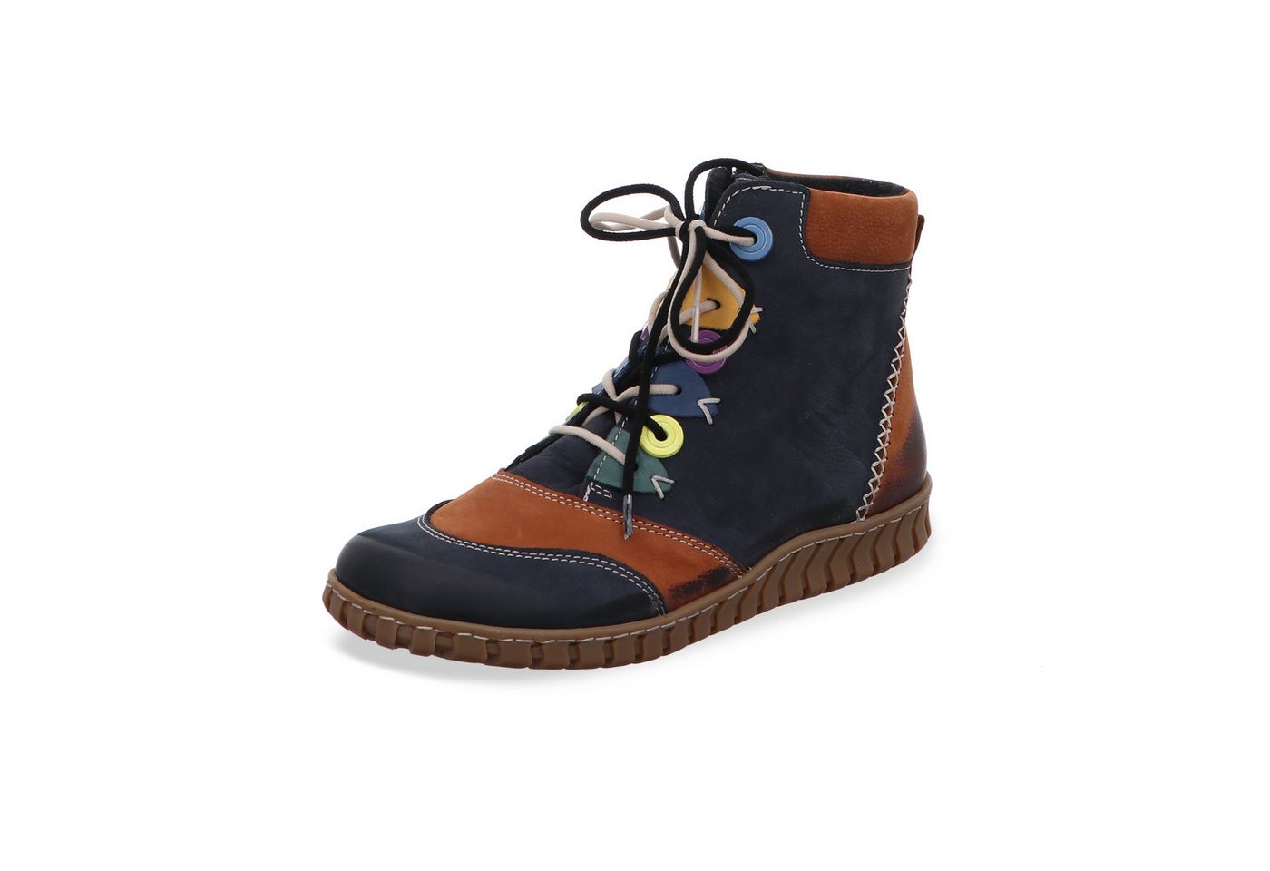 Damen Stiefelette (blau/braun/gelb)