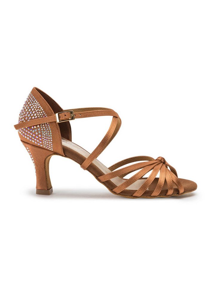 Dancing Queens Elation Accent Show-Tanzschuhe Satin Strass mit flexibler Sohle Sandalette Absatz 7.0 cm flare