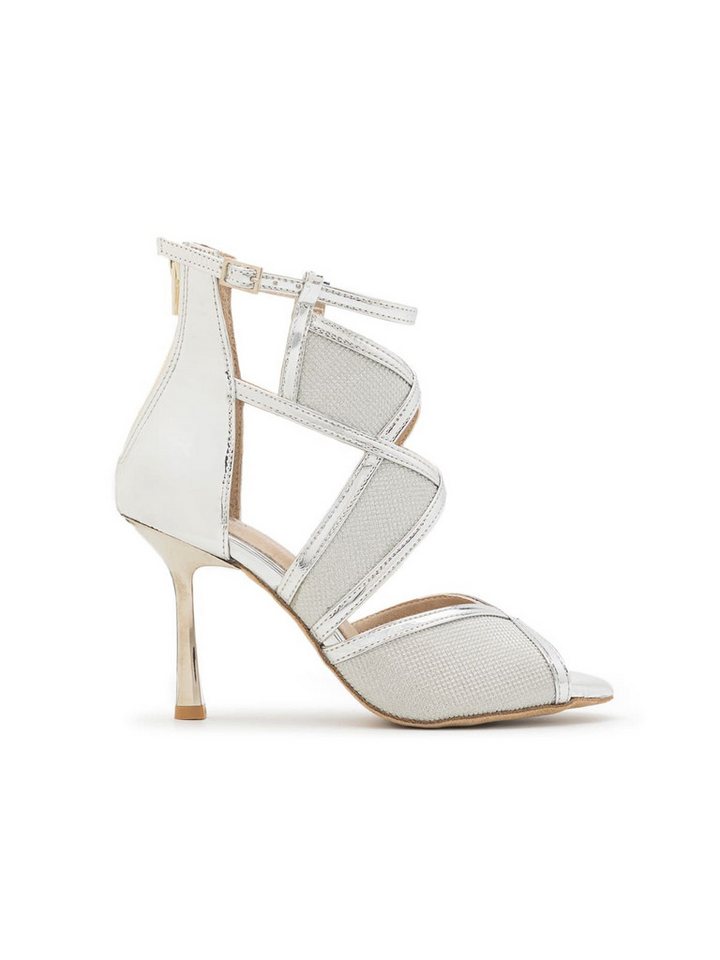 Dancing Queens Glow Star Tanzschuhe Glitter - Absatz 8.5 cm thin & Wildleder-Sohle High-Heel-Sandalette (silber)
