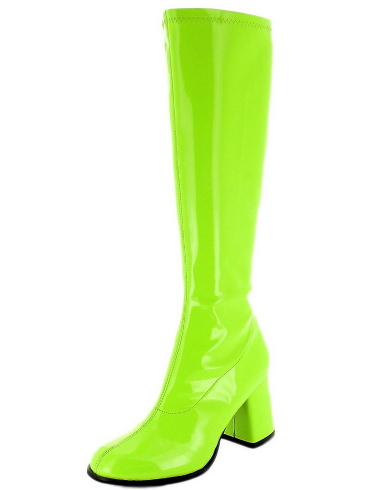 Das Kostümland Gogo Damen Retro Lackstiefel, Grün Stiefel