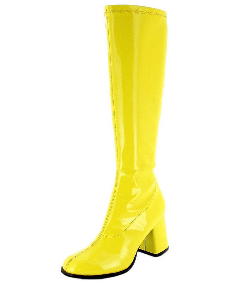 Das Kostümland Gogo Damen Retro Lackstiefel mit schmalem Schaft, Stiefel