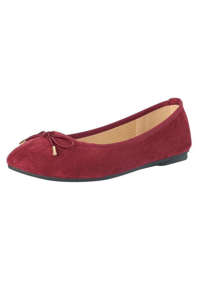 Day Vine Damen Ballerinas mit Schleife – flache Schlupfschuhe mit runder Spitze Ballerina (Wine)