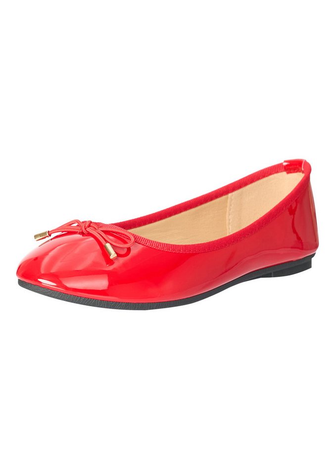 Day Vine Damen Ballerinas Lackoptik mit Schleife & bequemer Flachsohle Ballerina