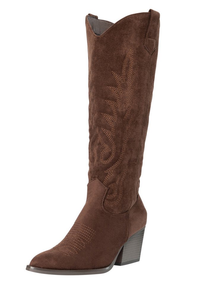 Day Vine Damen Cowboy Boots in Wildlederoptik – Westernstickerei Stiefel