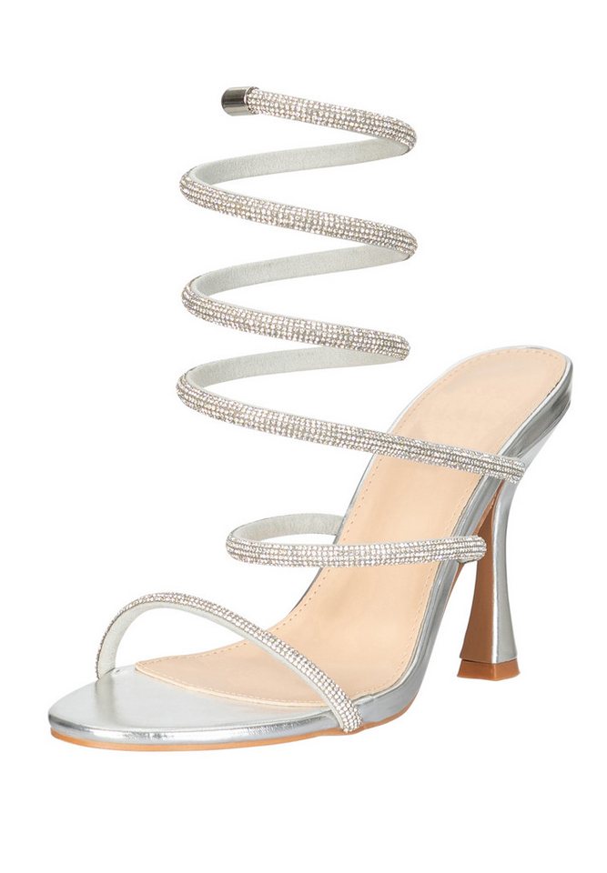 Day Vine Damen High Heels Sandaletten mit Strass & Wickelriemen Elegant Sandalette