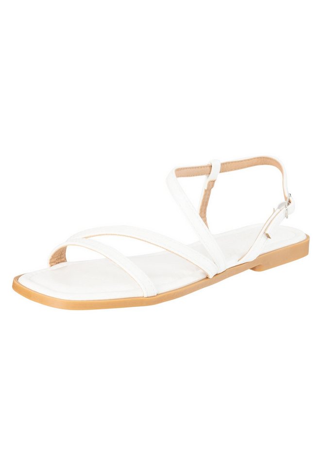 Day Vine Sommerliche Damen Sandalen mit Riemchen & flacher Sohle Elegant Sandalette (weiß)