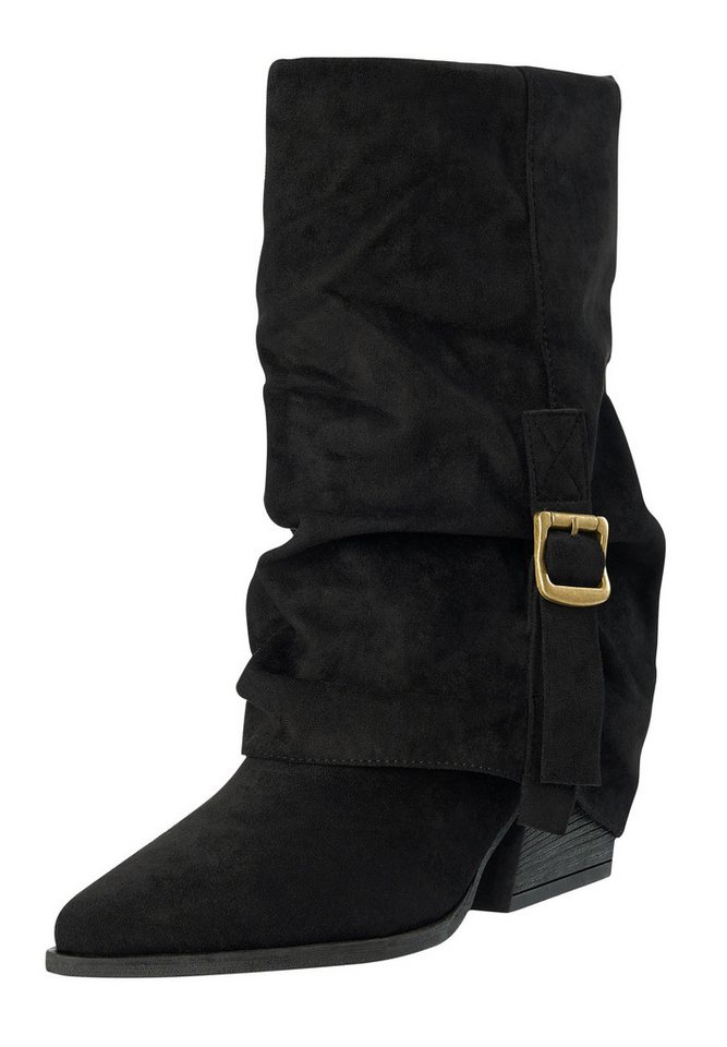 Day Vine Damen Cowboy Boots in Wildlederoptik – Westernstil mit Schnallen Stiefel