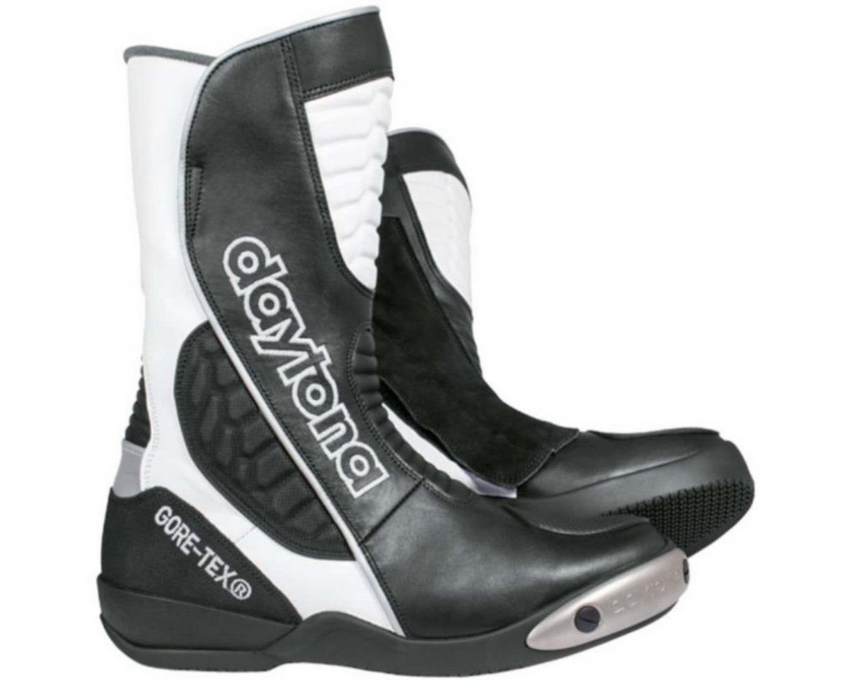 Daytona Strive GTX schwarz / weiß 42 Motorradstiefel (Packung, Antistatische und Öl- und Benzinfeste Sohle)