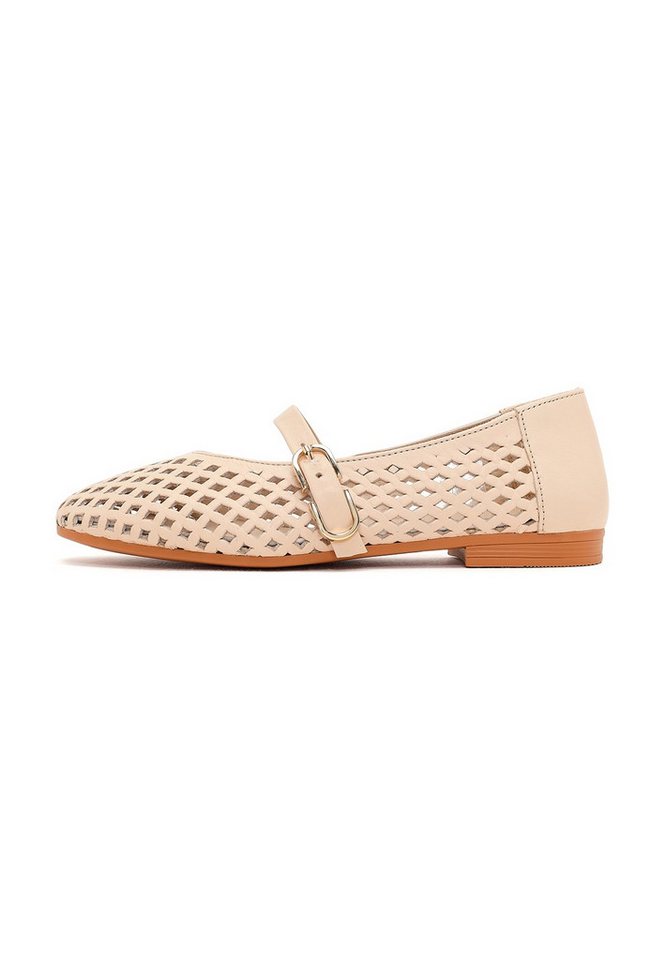 Derimod Ballerinas aus Leder Ballerina Lederobermaterial, Weiches Futter, Verstellbarer Riemen