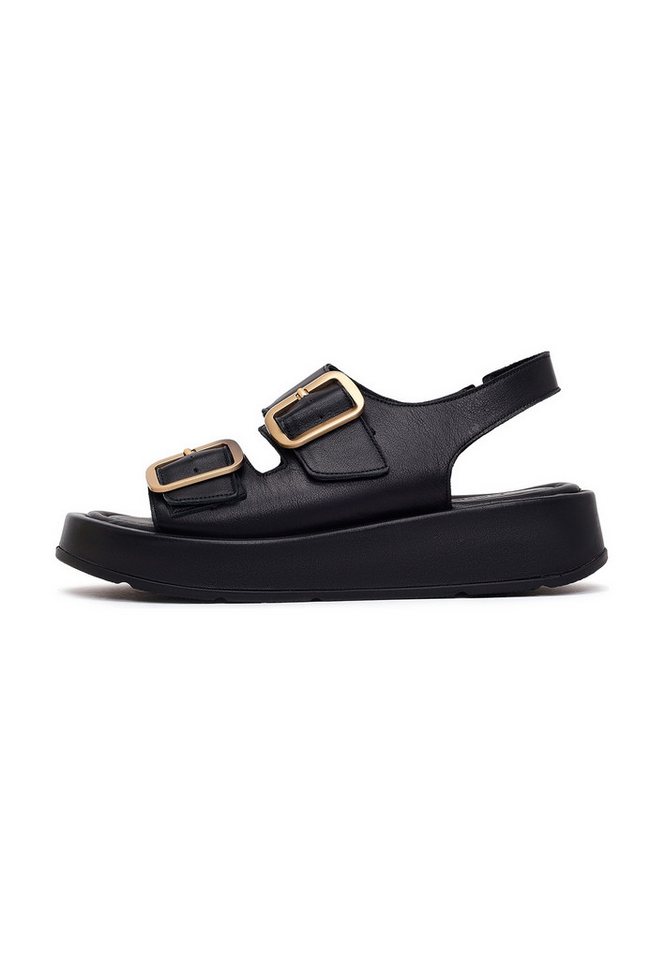 Derimod Comfort-Sandalen aus Leder Sandale Echtes Leder, Schnallenverschluss, Fersenriemen-Stil