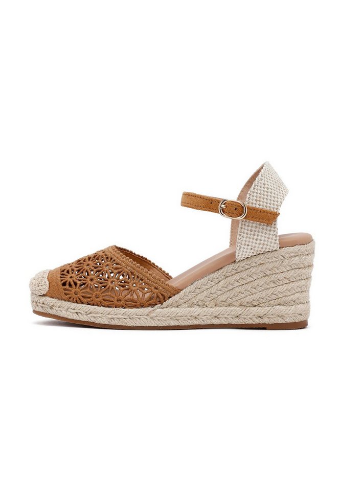 Derimod Espadrilles mit Keilabsatz aus Textil Espadrille Synthetikfutter, TPU Sohle, Absatz 7 cm