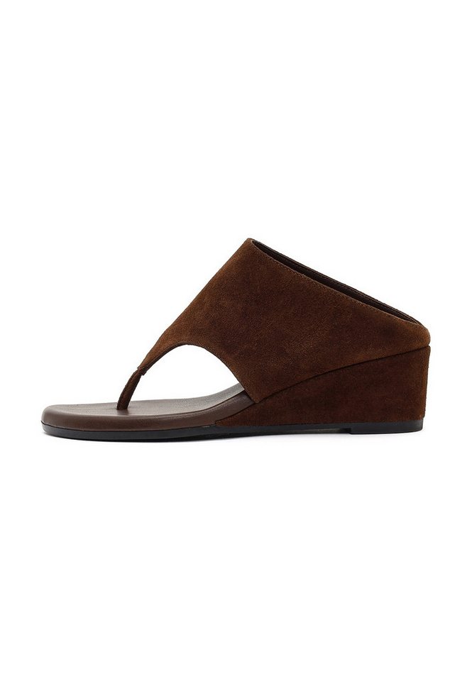 Derimod Keilabsatz-Pantoletten aus Veloursleder Mules Wildleder, Lederfutter, TPU-Sohle, Keilabsatz, Slip-On-Stil