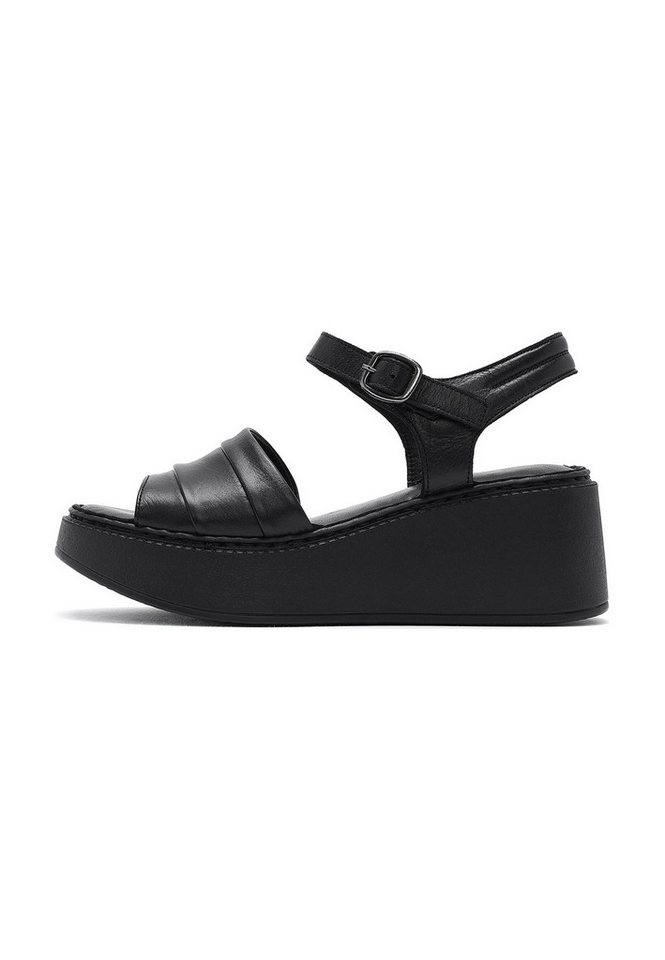 Derimod Keilabsatz-Sandalen aus Leder Sandale Echtes Leder, Komfortfutter, TPU-Sohle, Knöchelriemen, Plateau-Design
