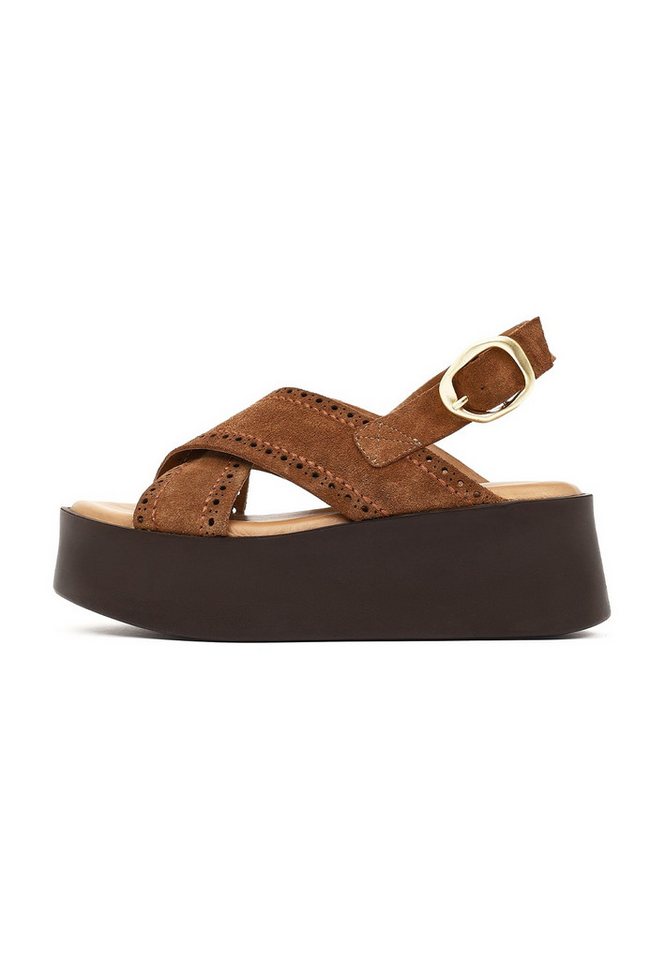 Derimod Keilabsatz-Sandalen aus Veloursleder Sandale