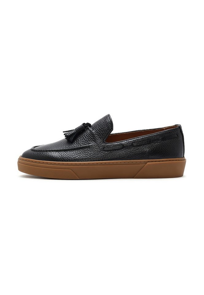 Derimod Lässige Loafer aus Leder Loafer Echtes Leder, Lederfutter, Gummisohle, Quastendetail, Slipper