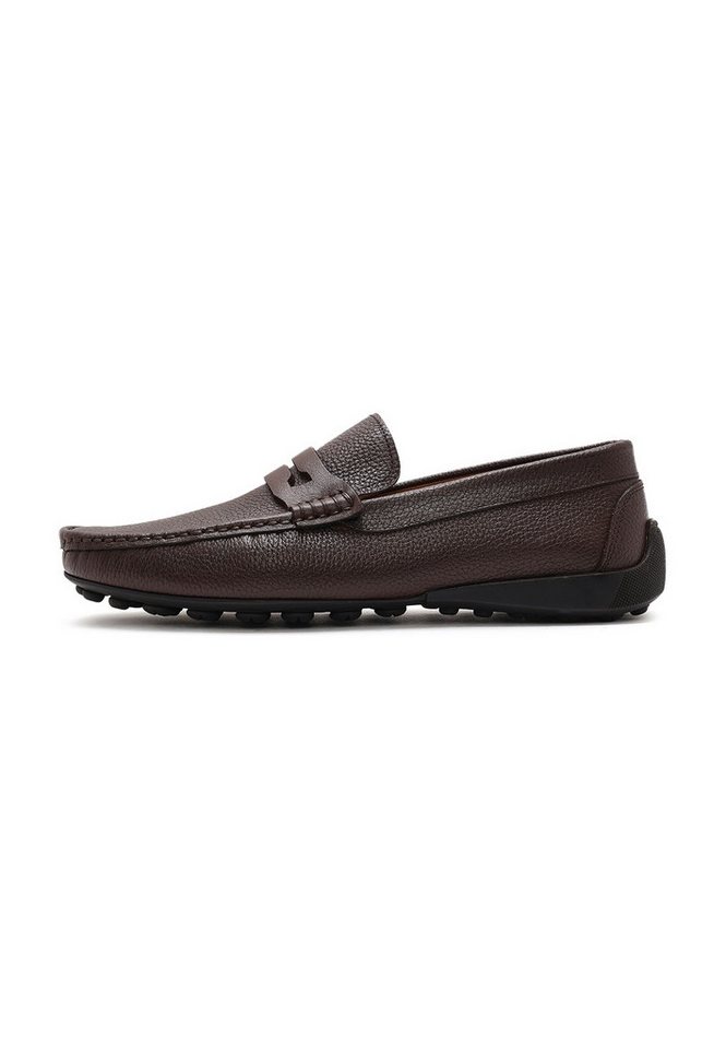 Derimod Lässige Loafer aus Leder Loafer Echtes Leder, Lederfutter, Gummisohle, Slipper-Design, Genarbte Textur