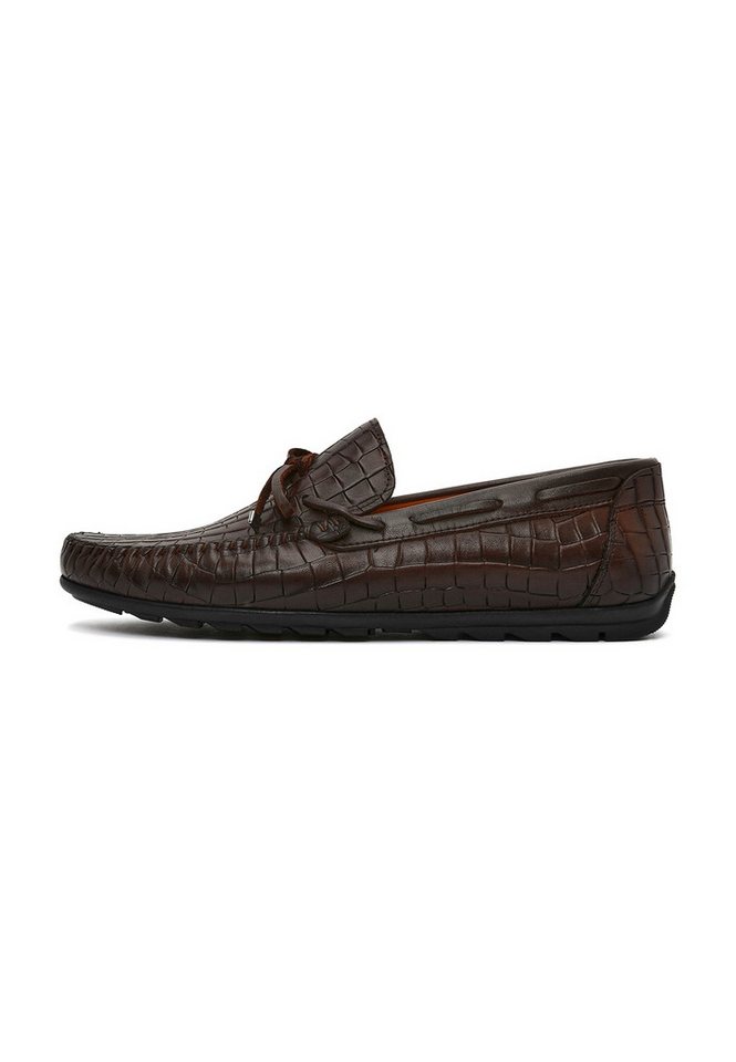 Derimod Lässige Loafer aus Leder Loafer Echtes Leder, Prägestruktur, Slip-On-Design, Weiches Innenfutter