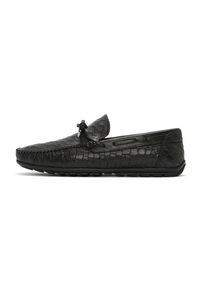 Derimod Lässige Loafer aus Leder Loafer Echtes Leder, Prägestruktur, Slip-On-Design, Weiches Innenfutter