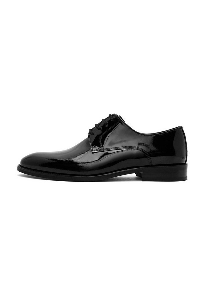 Derimod Lässige Schnürschuhe aus Lackleder Schnürschuh Echtes Leder, Lederfutter, Schnürverschluss, Poliertes Finish