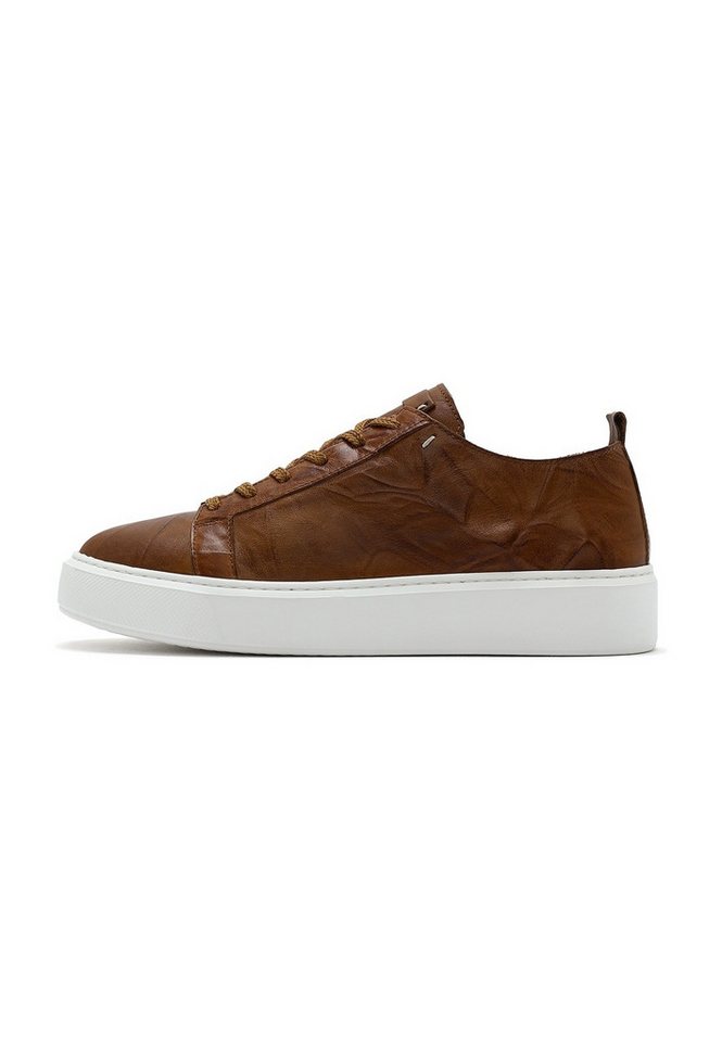 Derimod Leder Sneaker Sneaker Echtes Leder, EVA-Sohle, Schnürverschluss, Bequeme Passform (braun)