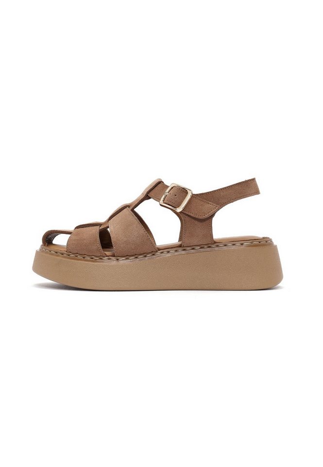 Derimod Ledersandalen Lederfutter, TPU Sohle, Absatz 4 cm (braun)