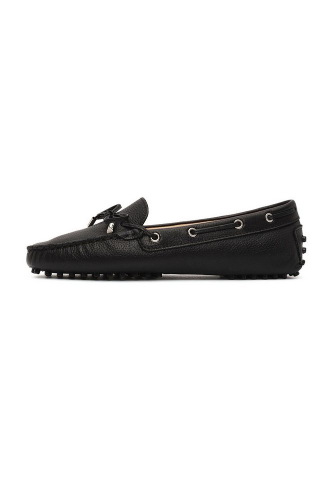 Derimod Loafer aus Leder Loafer Echtes Leder, Lederfutter, TPU-Sohle, Slip-On-Design, Genoppter Halt (schwarz)
