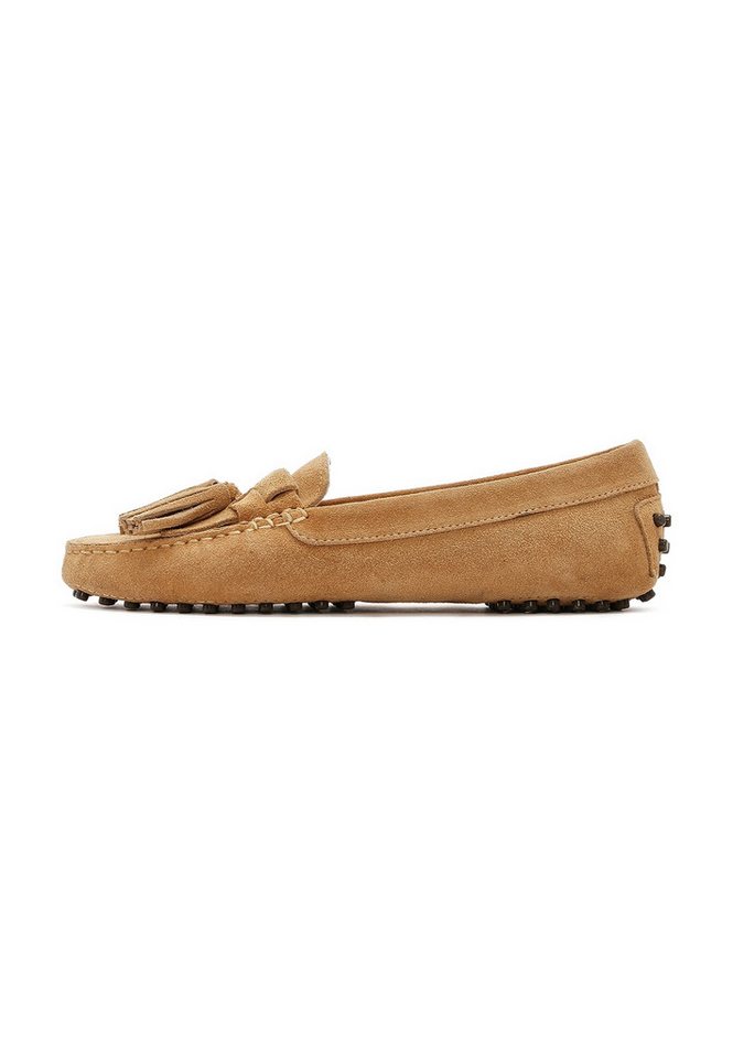 Derimod Loafer aus Veloursleder Loafer Echtes Wildleder, Lederfutter, TPU-Sohle, Quastendetail