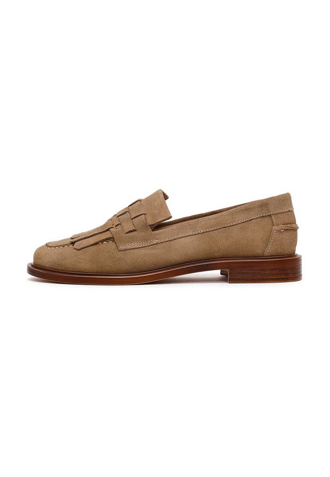 Derimod Loafer aus Veloursleder Loafer Wildleder-Obermaterial, Thermosohle, Textilfutter, Schlupfschuh (braun)