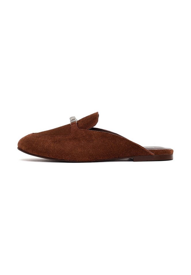Derimod Loafer-Mules aus Veloursleder Mules Wildleder, Lederfutter, TPU-Sohle, Slip-On-Design, Metallakzent