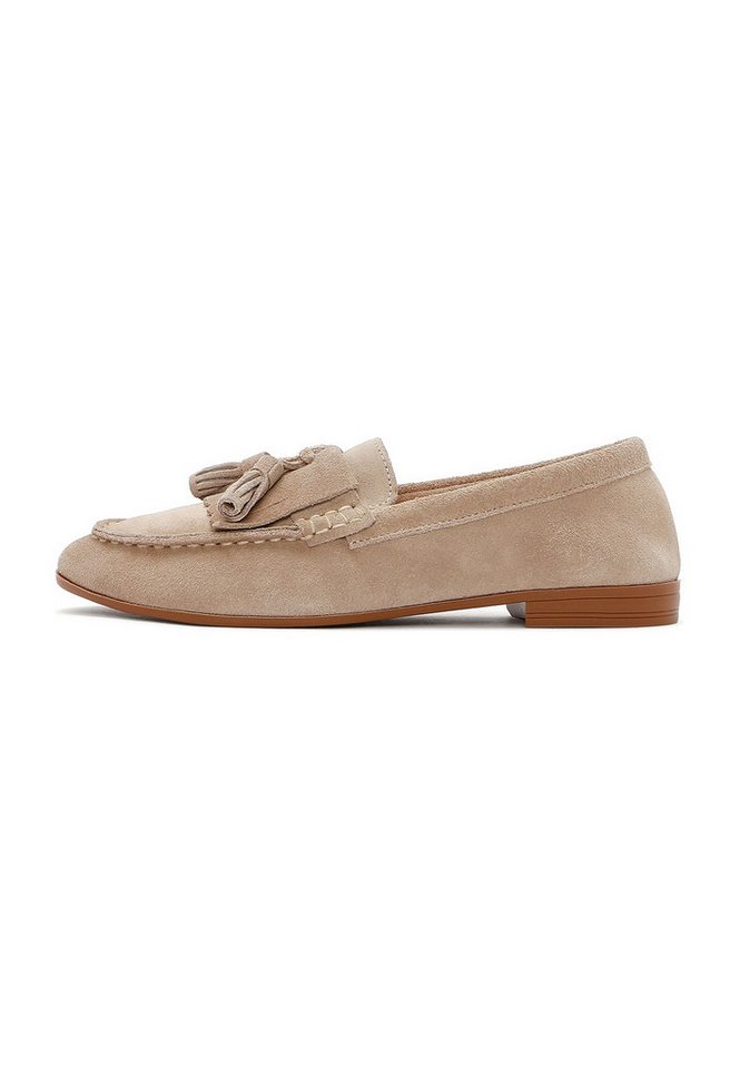 Derimod Maskuline Loafer aus Veloursleder Loafer Echtes Wildleder, Lederfutter, TPU-Sohle, Quastendetail, Slip-On-Stil