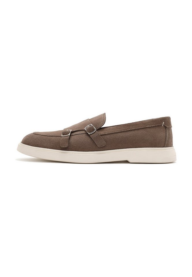 Derimod Monk-Schuhe aus Veloursleder Loafer Echtes Wildleder, Lederfutter, EVA-Sohle, Monk Strap