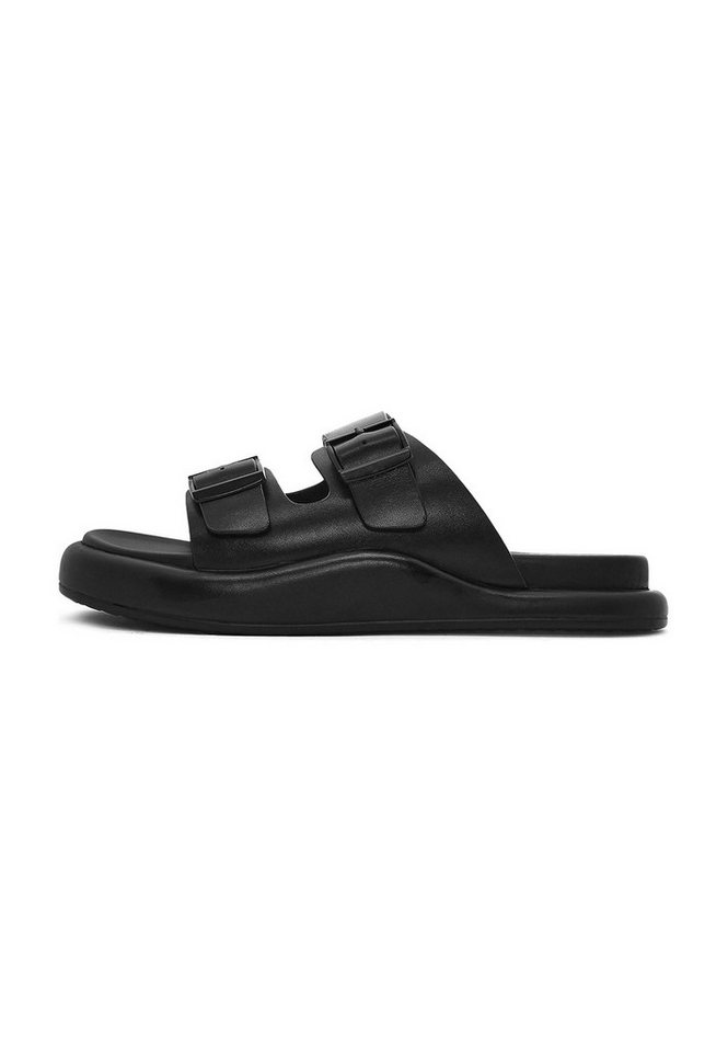 Derimod Pantoletten aus Leder Mules Echtes Leder, Verstellbare Riemen, Ungefüttertes Design, Komfort