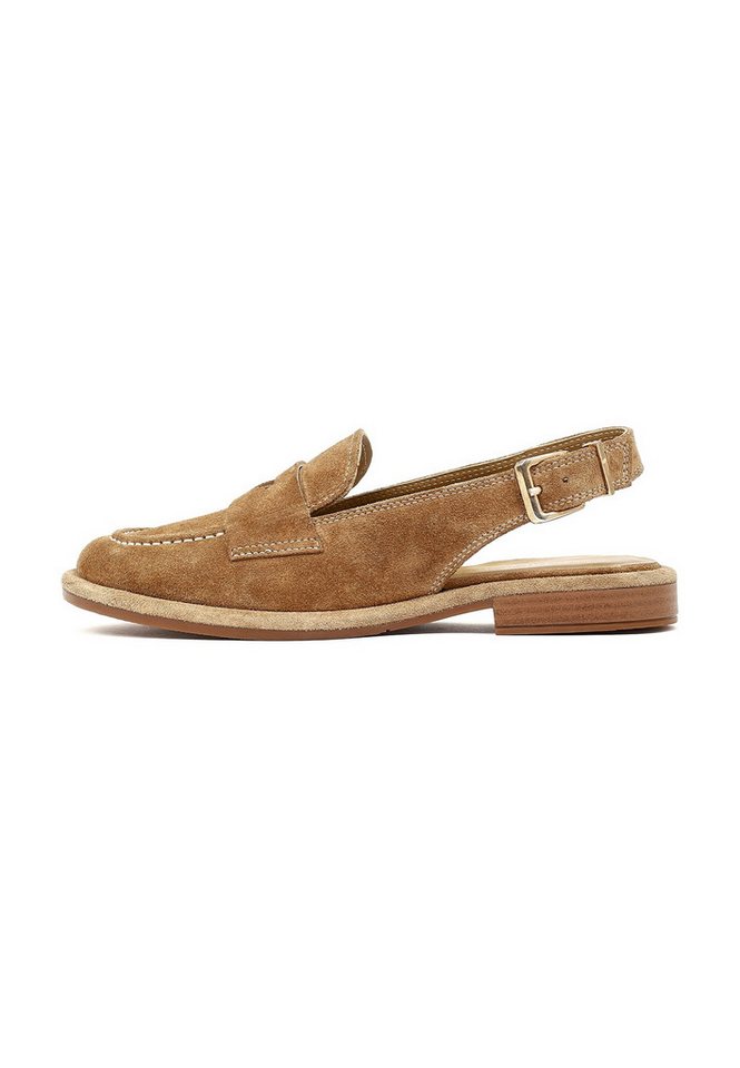 Derimod Pantoletten aus Veloursleder Mules Echtes Leder, Lederfutter, Schnallenverschluss, Slingback-Design