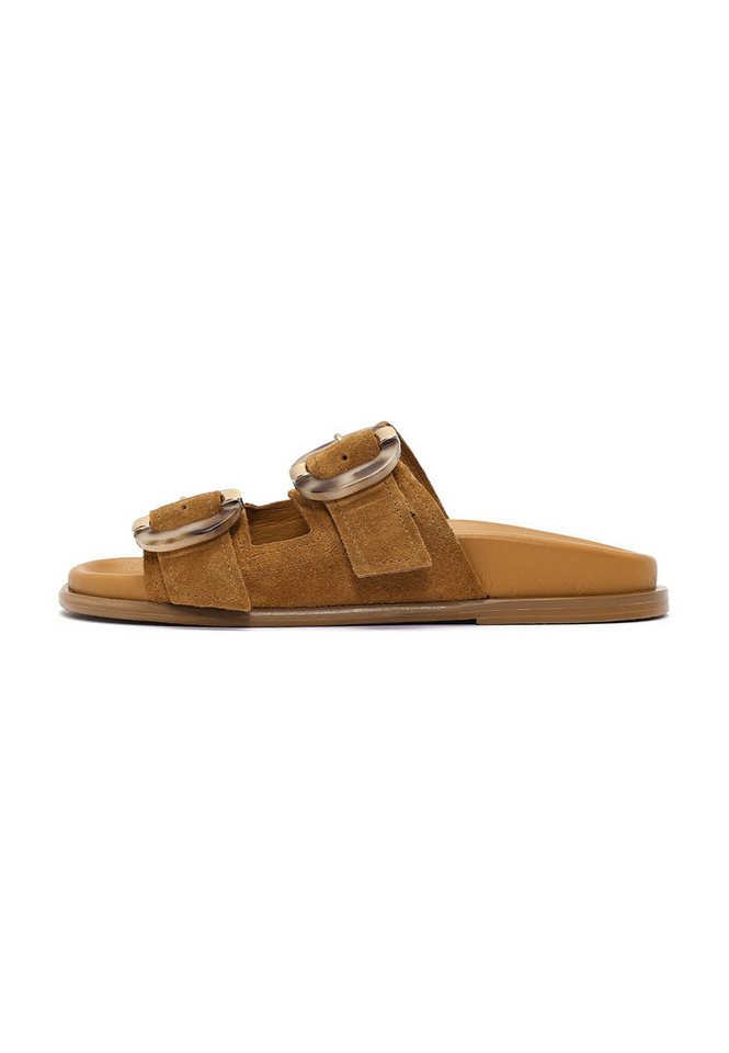 Derimod Pantoletten aus Veloursleder Mules Echtes Leder, Lederfutter, TPU-Sohle, Verstellbare Schnallen
