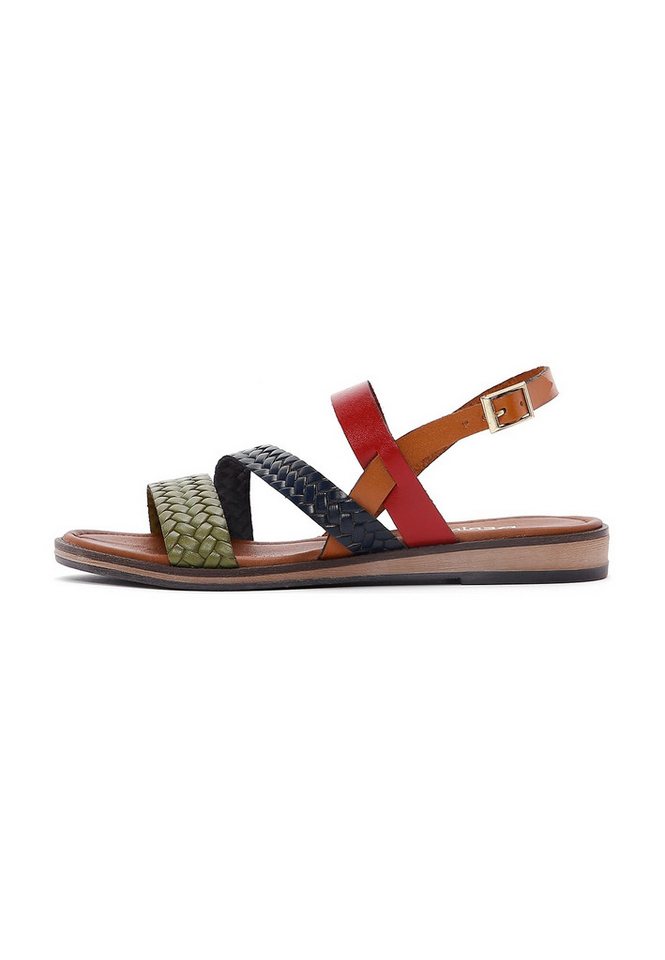 Derimod Sandalen aus Leder Sandale Echtes Leder, Geflochtene Riemen, Schnallenverschluss, TPU-Sohle