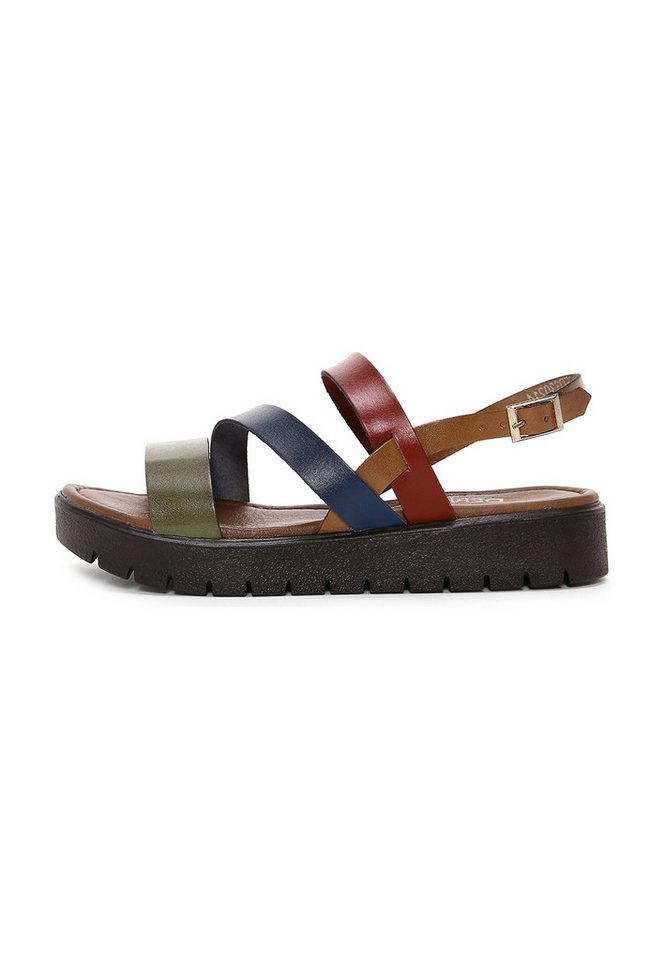 Derimod Sandalen aus Leder Sandale Echtes Leder, Komfortfutter, Schnallenverschluss, Plateau-Profil