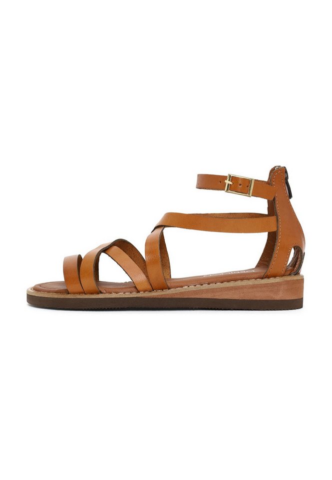 Derimod Sandalen aus Leder Sandale Echtes Leder, Lederfutter, Reißverschluss hinten, Knöchelschnalle