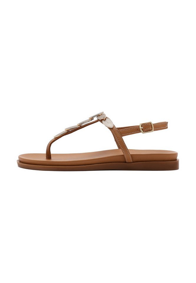 Derimod Sandalen aus Leder Sandale Echtes Leder, Lederfutter, Schnallenverschluss, Metall-Detail
