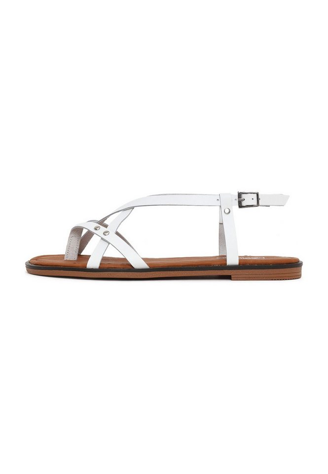 Derimod Sandalen aus Leder Sandale Echtes Leder, Lederfutter, TPU-Sohle, Knöchelschnalle, Nieten-Details