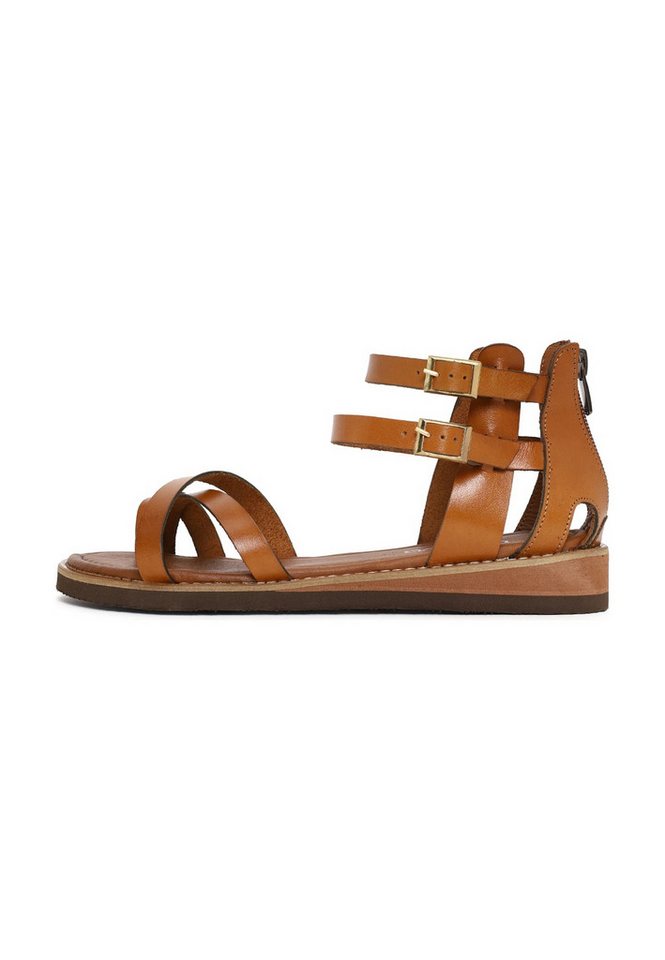Derimod Sandalen aus Leder Sandale Echtes Leder, Lederfutter,Reißverschluss hinten,Verstellbare Schnallen