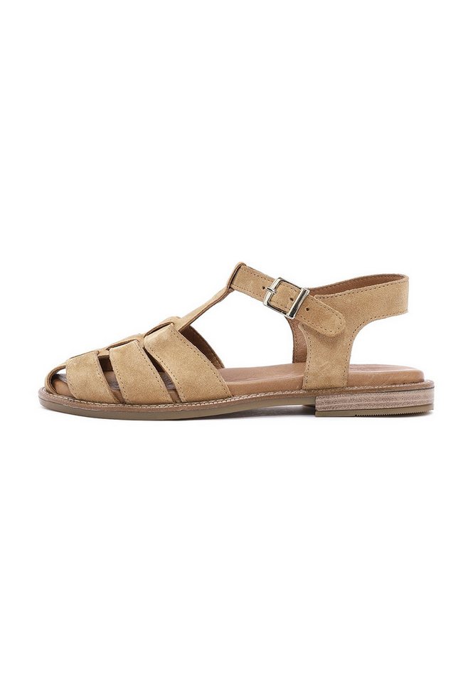 Derimod Sandalen aus Veloursleder Sandale Echtes Leder, Lederfutter, Schnallenverschluss, Riemchendesign